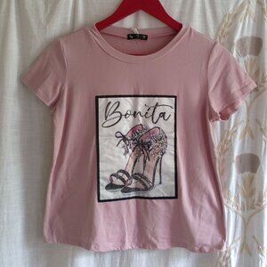 579 Bonita High Heels Pink Women's T Shirt Medium